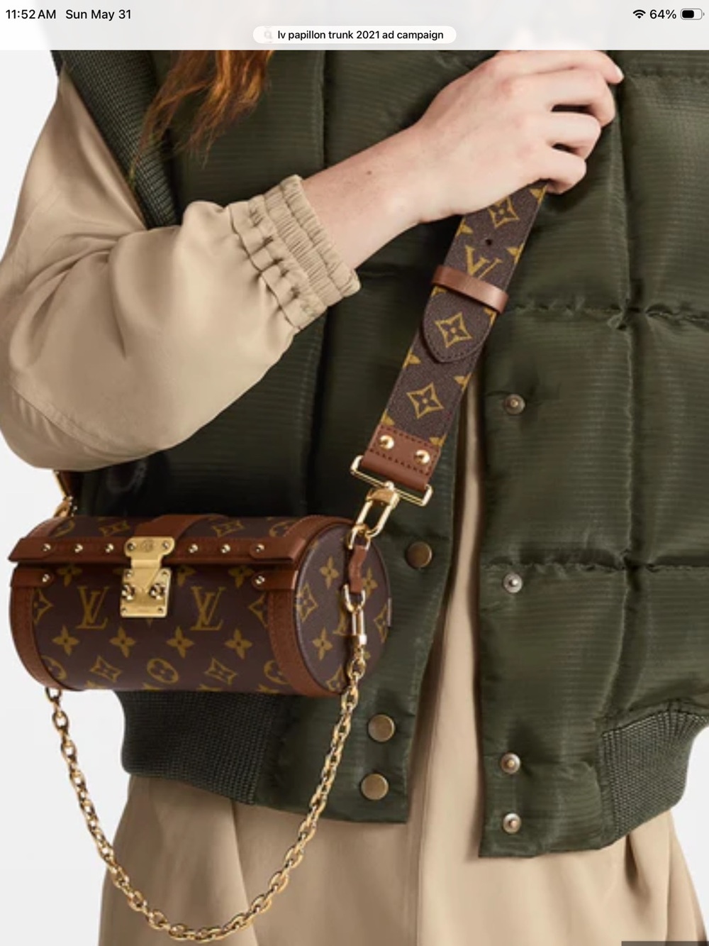 Louis Vuitton Papillon Brown Monogram Trunk Crossbody with Gold Chain